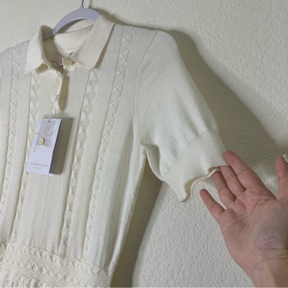 Gal meets glam womens cream country club short sleeve midi dress M NWT - Picture 5 of 11